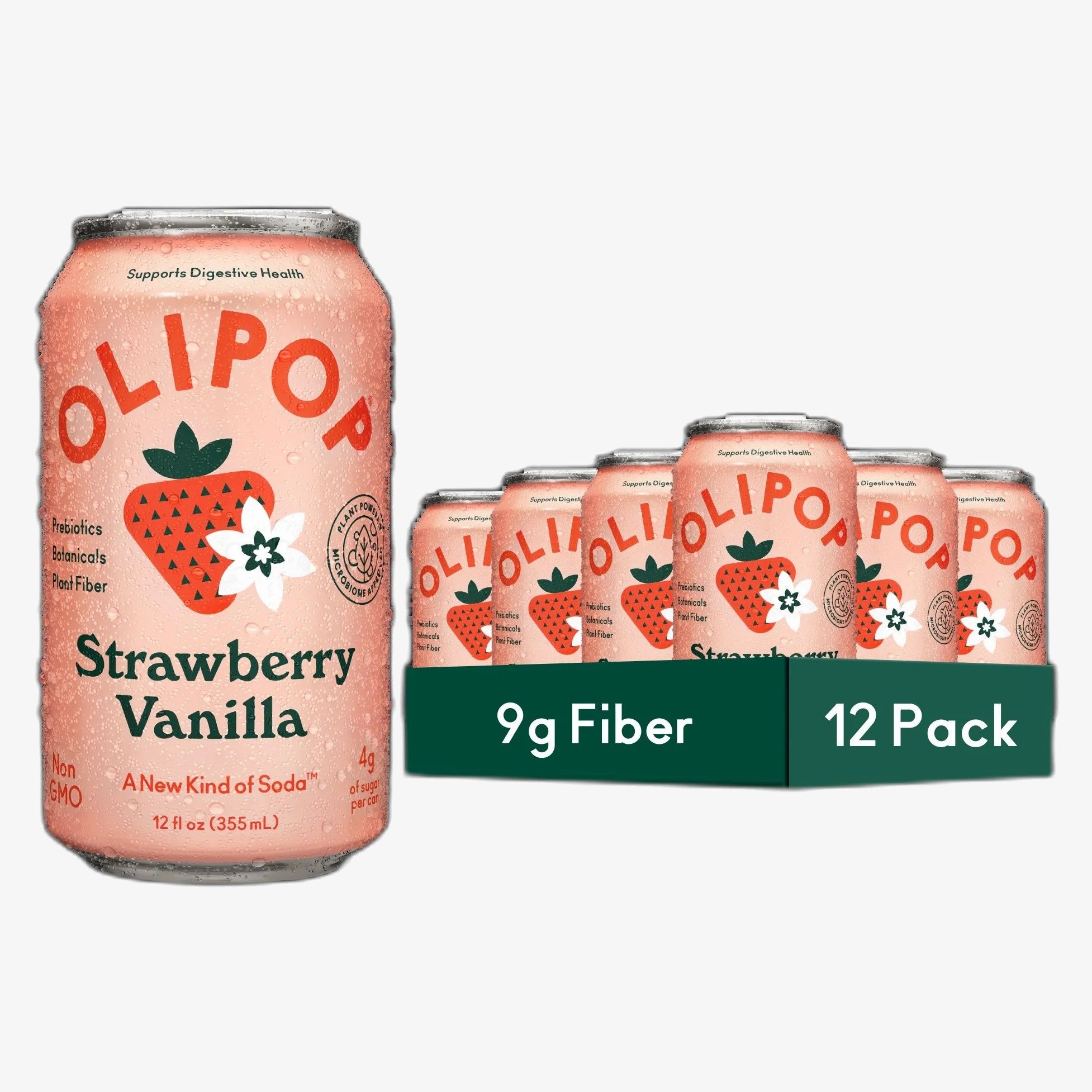 Olipop Prebiotic Soda (12-pack) - Strawberry Vanilla
