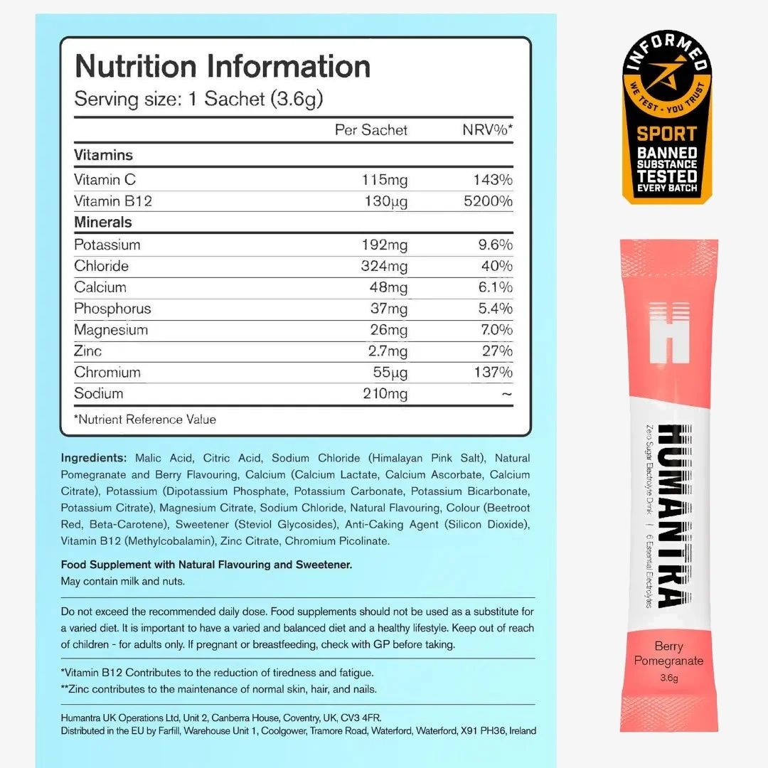 Humantra Berry Pomegranate Electrolytes (20 sachets), image 2
