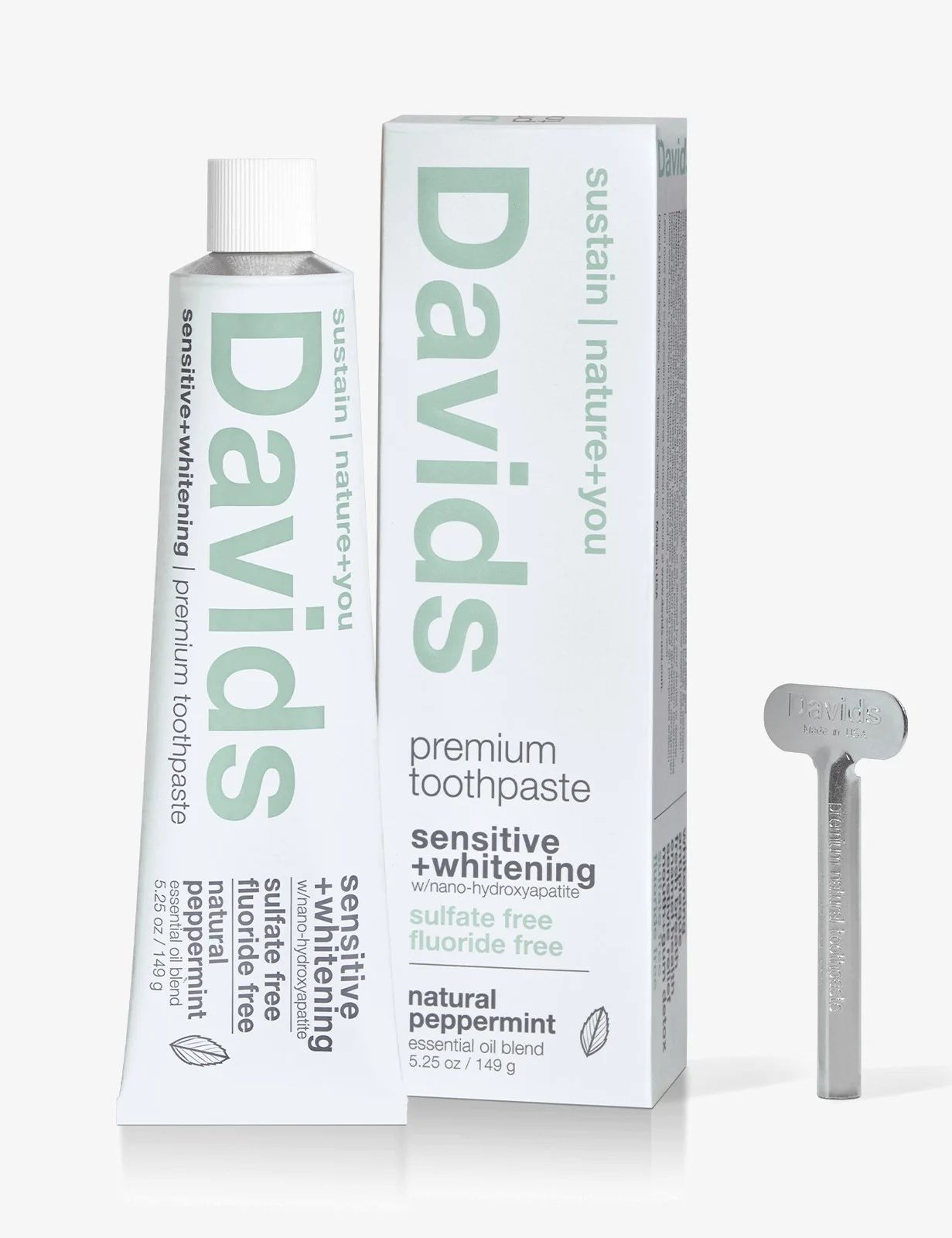 Davids Natural Toothpaste Davids sensitive+whitening w/ nano-hydroxyapatite - natural peppermint