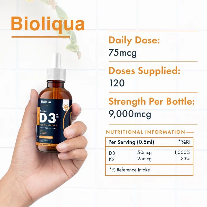 Bioliqua Vitamin D3 + K2 liquid drops, image 2