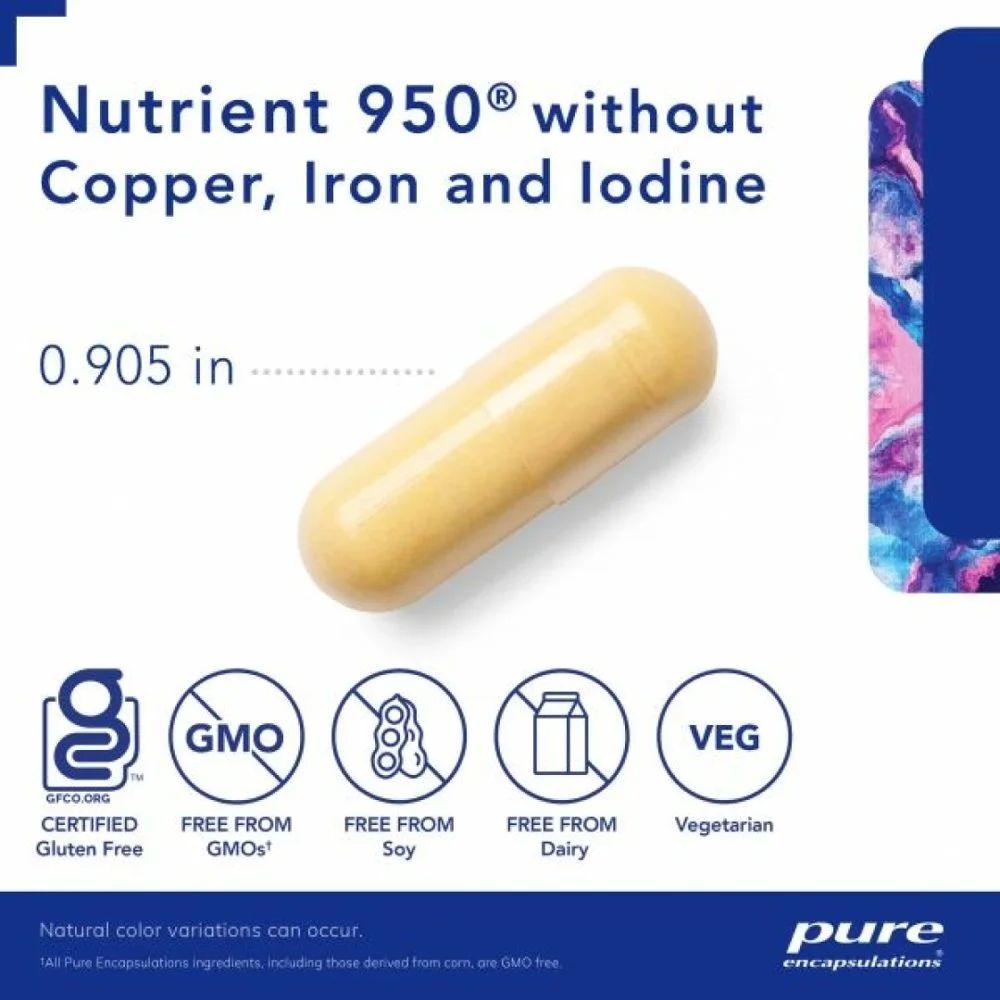 Pure Encapsulations Nutrient 950E without Copper, Iron and Iodine (180 Capsules), image 2