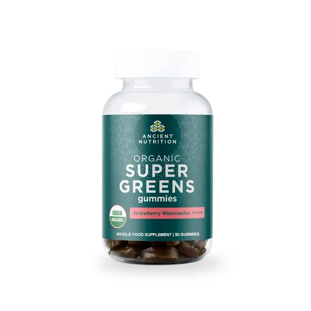 Ancient Nutrition Organic SuperGreens Gummy Strawberry Watermelon (50 Gummies)