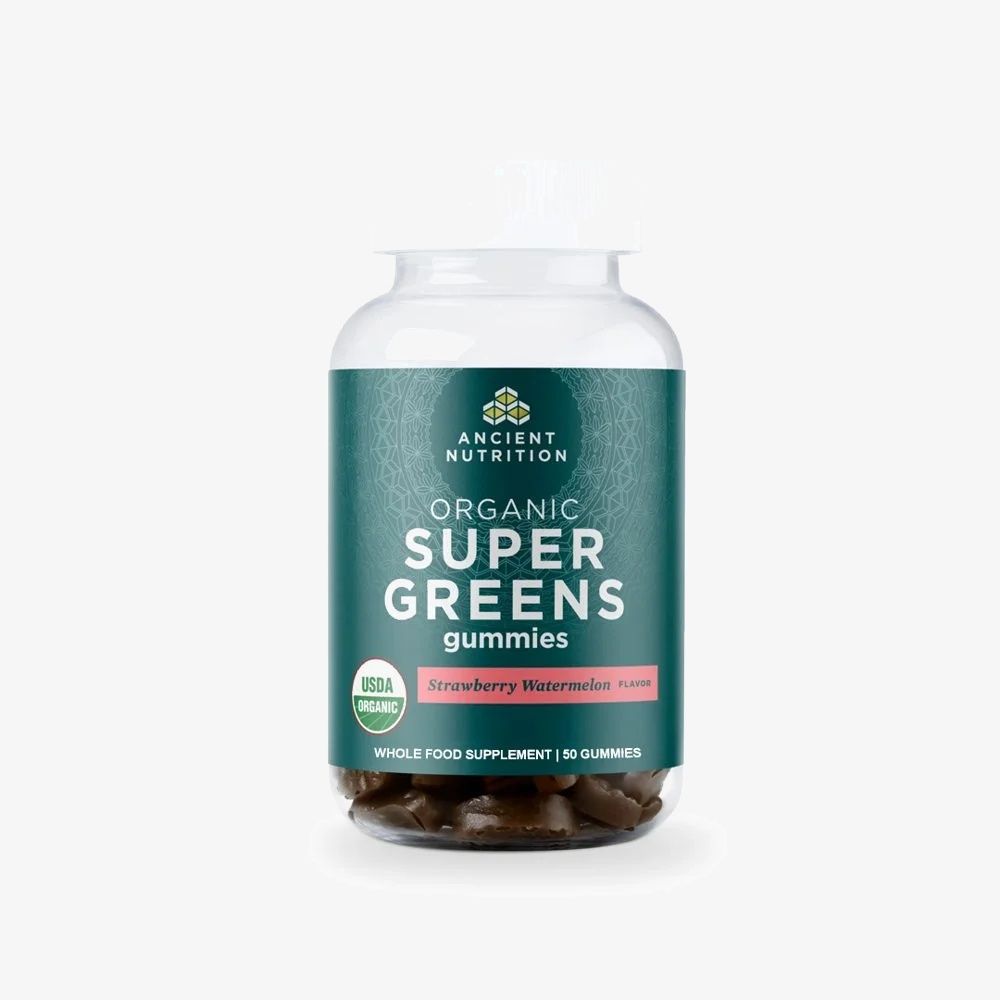Ancient Nutrition Organic SuperGreens Gummy Strawberry Watermelon (50 Gummies)