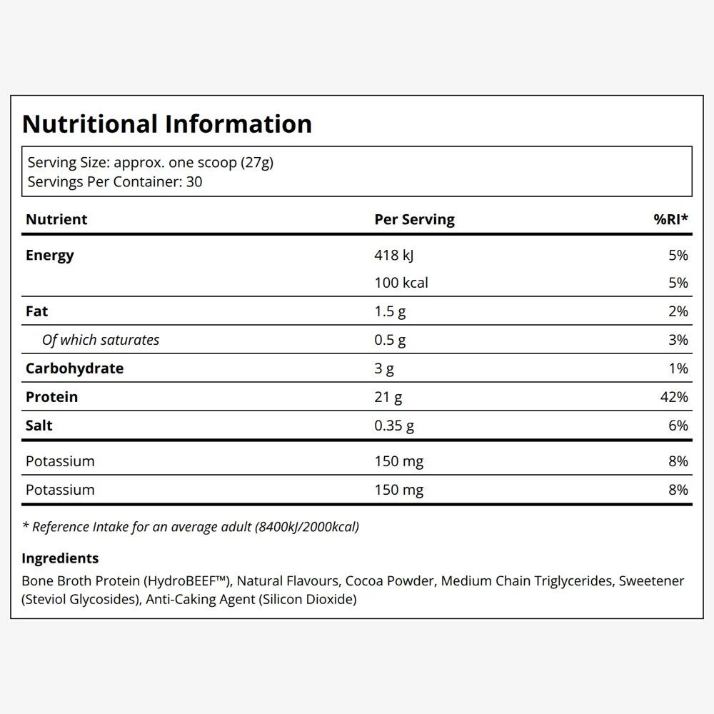 Designs For Health Grass-Fed Beef Protein Chocolate (810g), image 2