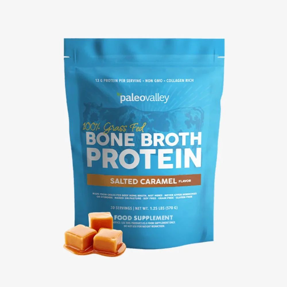 Paleovalley 100% Grass Fed Bone Broth Protein - Salted Caramel (30 Servings)