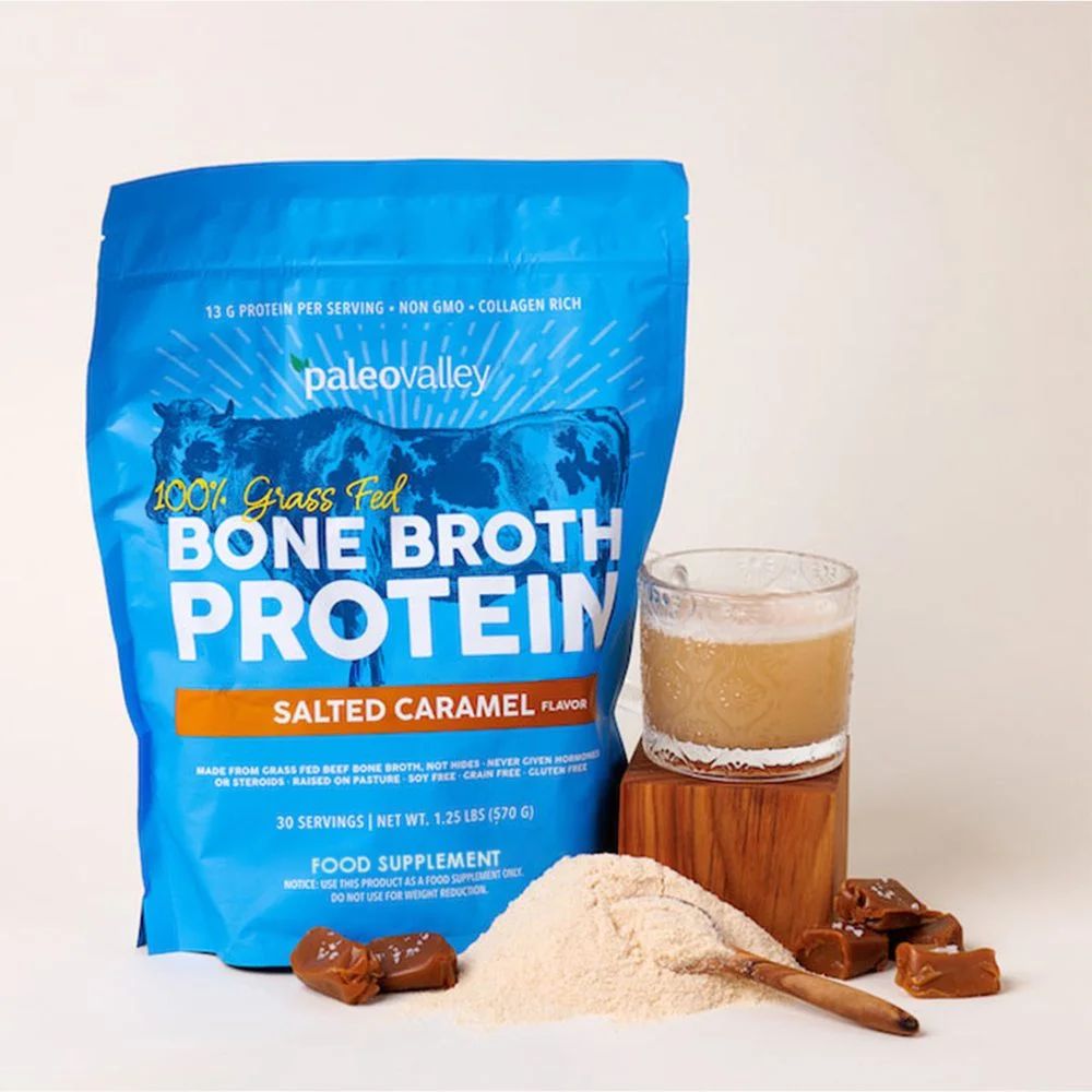 Paleovalley 100% Grass Fed Bone Broth Protein - Salted Caramel (30 Servings), image 2
