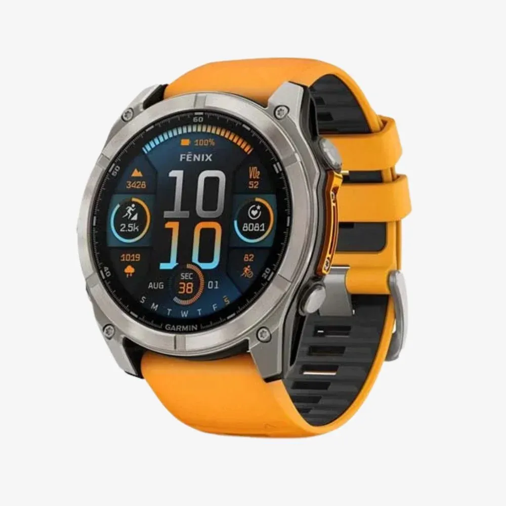 Garmin fenix 8 AMOLED Sapphire 51mm Titanium with Spark Orange/Graphite Silicone Band