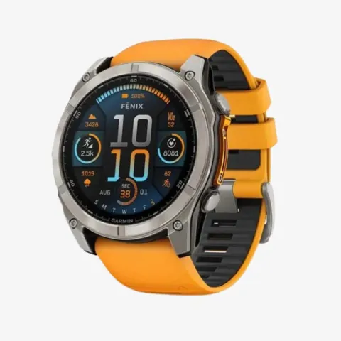 Garmin fenix 8 AMOLED Sapphire 51mm Titanium with Spark Orange/Graphite Silicone Band