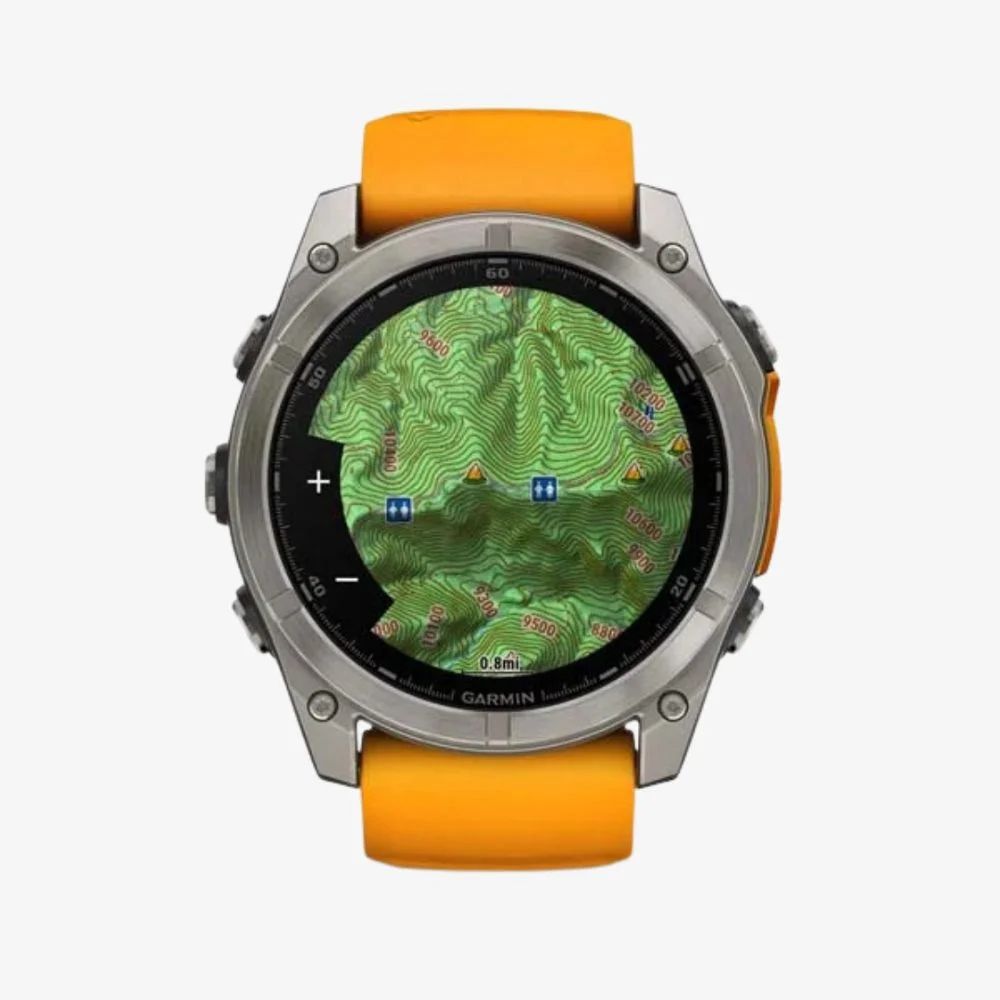 Garmin fenix 8 AMOLED Sapphire 51mm Titanium with Spark Orange/Graphite Silicone Band, image 2