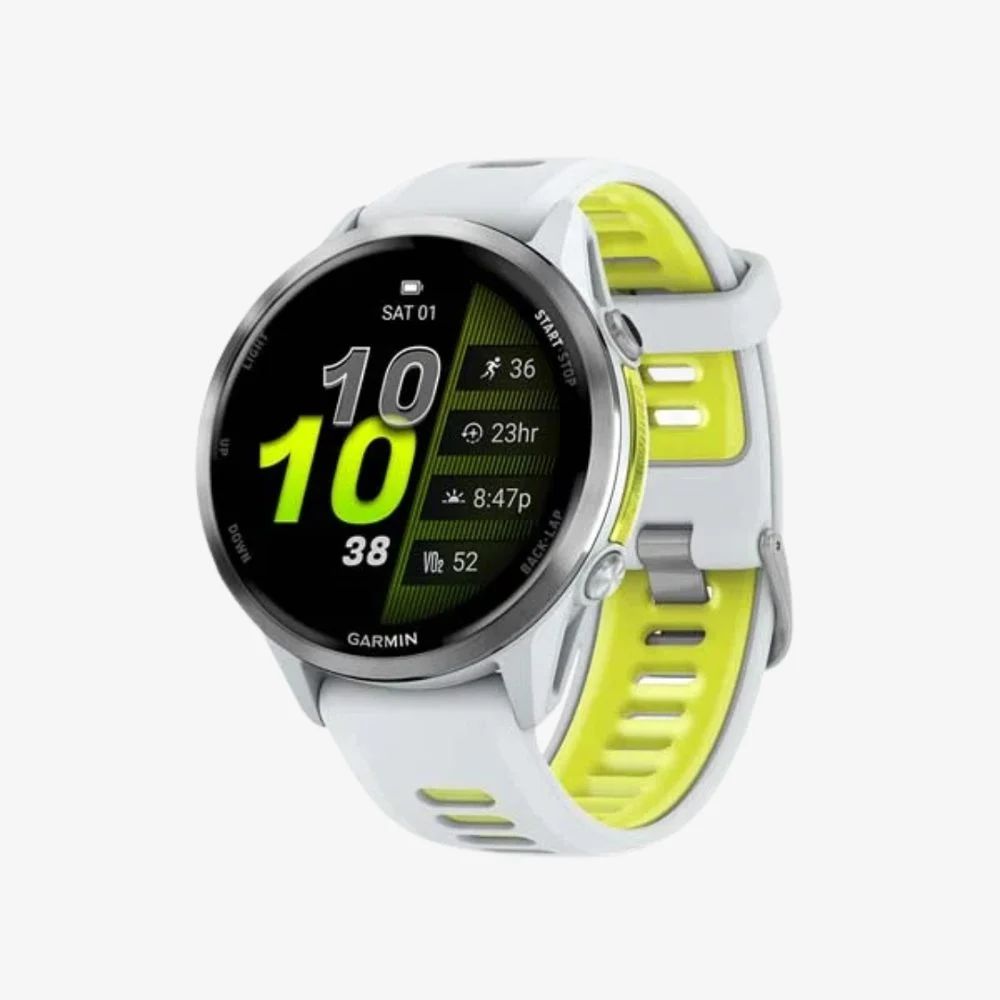 Garmin Forerunner 970 Titanium, Whitestone Case, Whitestone/Translucent Amp Yellow Band