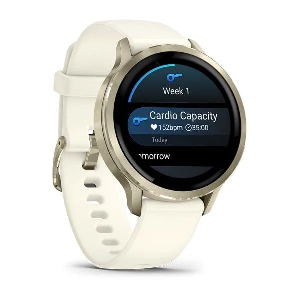 Garmin Venu 4 41mm Lunar Gold with Bone Silicone Band, image 2