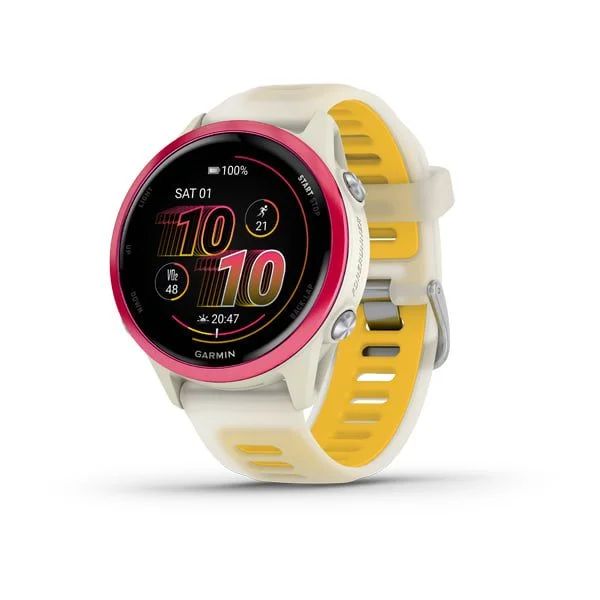 Garmin Forerunner 570 42mm Raspberry Aluminium with Translucent Bone/Mango band