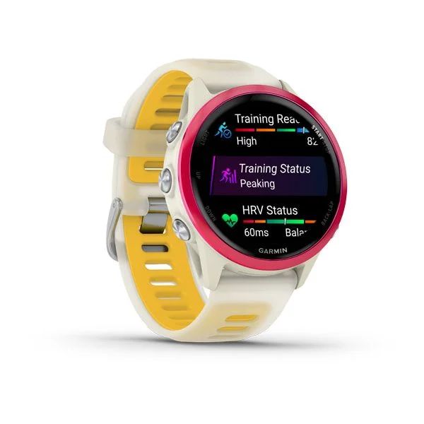 Garmin Forerunner 570 42mm Raspberry Aluminium with Translucent Bone/Mango band, image 2