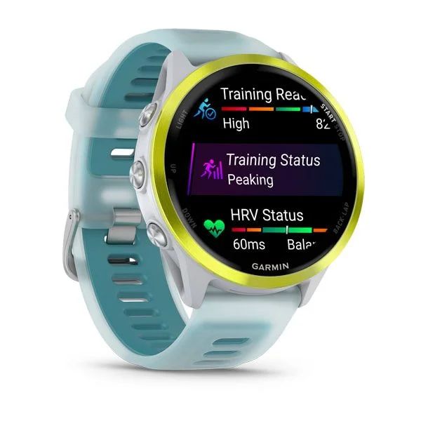 Garmin Forerunner 570 47mm Amp Yellow Aluminium with Translucent Whitestone/Turquoise band, image 2
