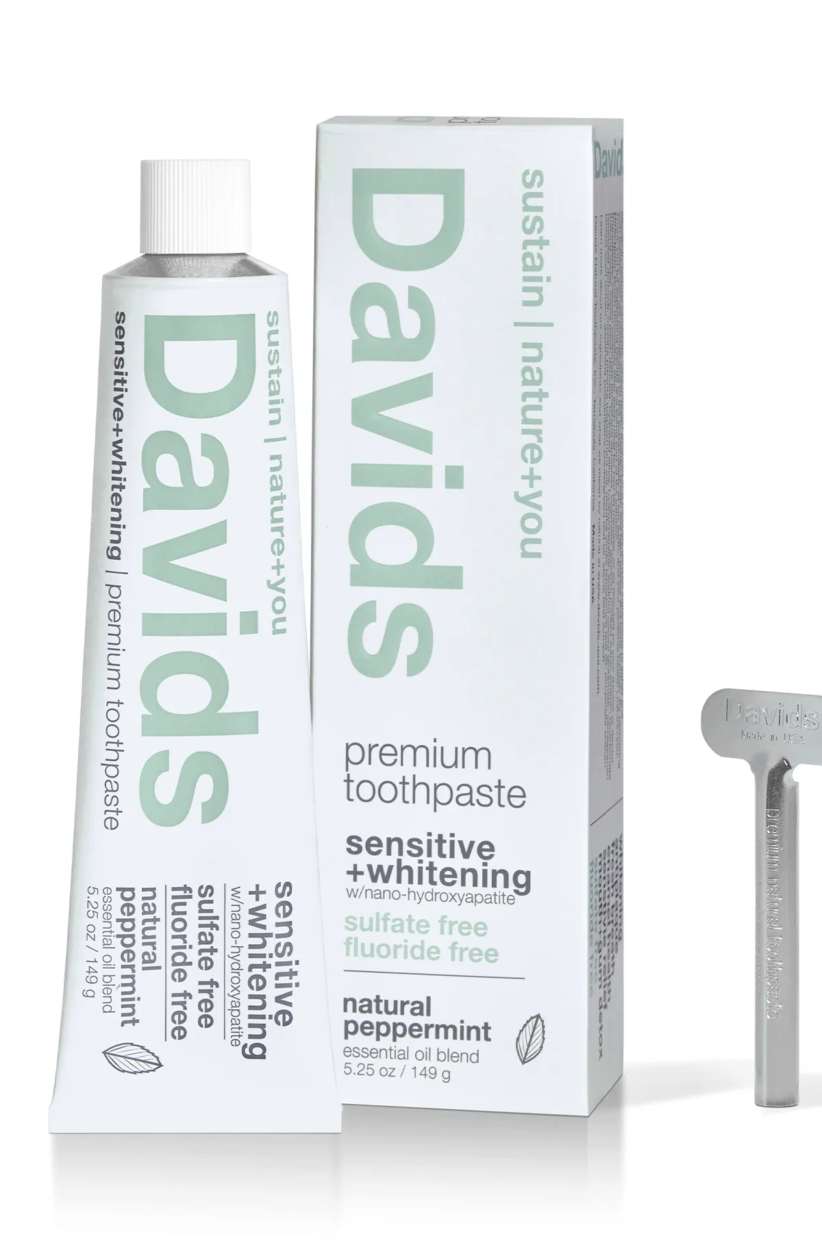 Davids Natural Toothpaste Davids sensitive+whitening w/ nano-hydroxyapatite - natural peppermint