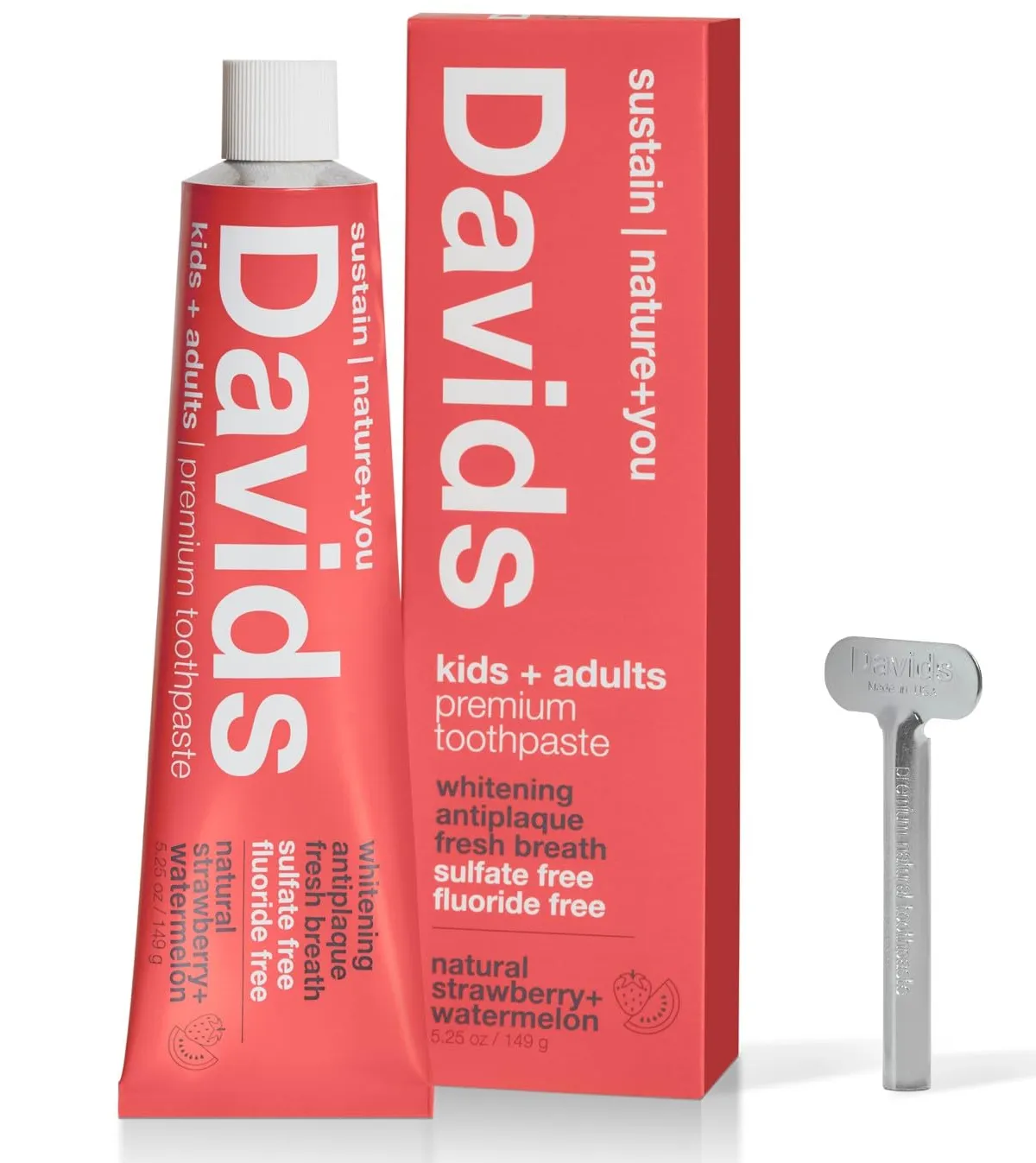 Davids Natural Toothpaste strawberry+watermelon for kids+adults